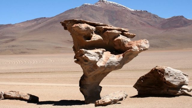 Chile. Roca erosionada por el viento en el desierto de Atacama en Chile